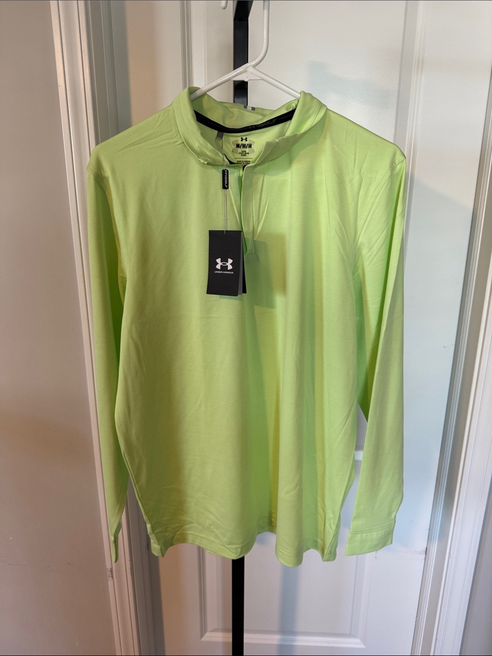 Under Armour Men’s Lime Green Long-Sleeve Quarter-Zip Performance Top